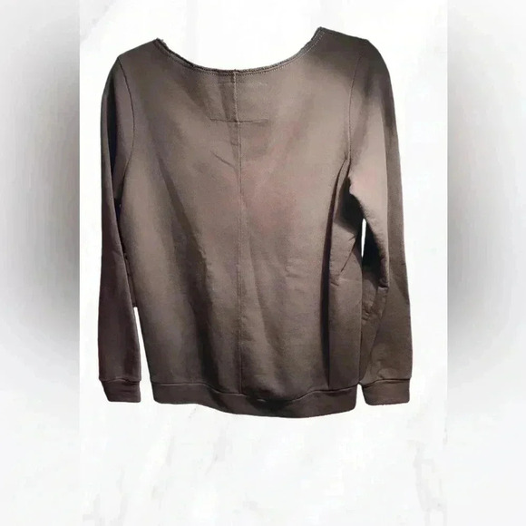 NWT True  Religion casual oversized trendy stylish scoop neck long sleeve top XS - Picture 2 of 5